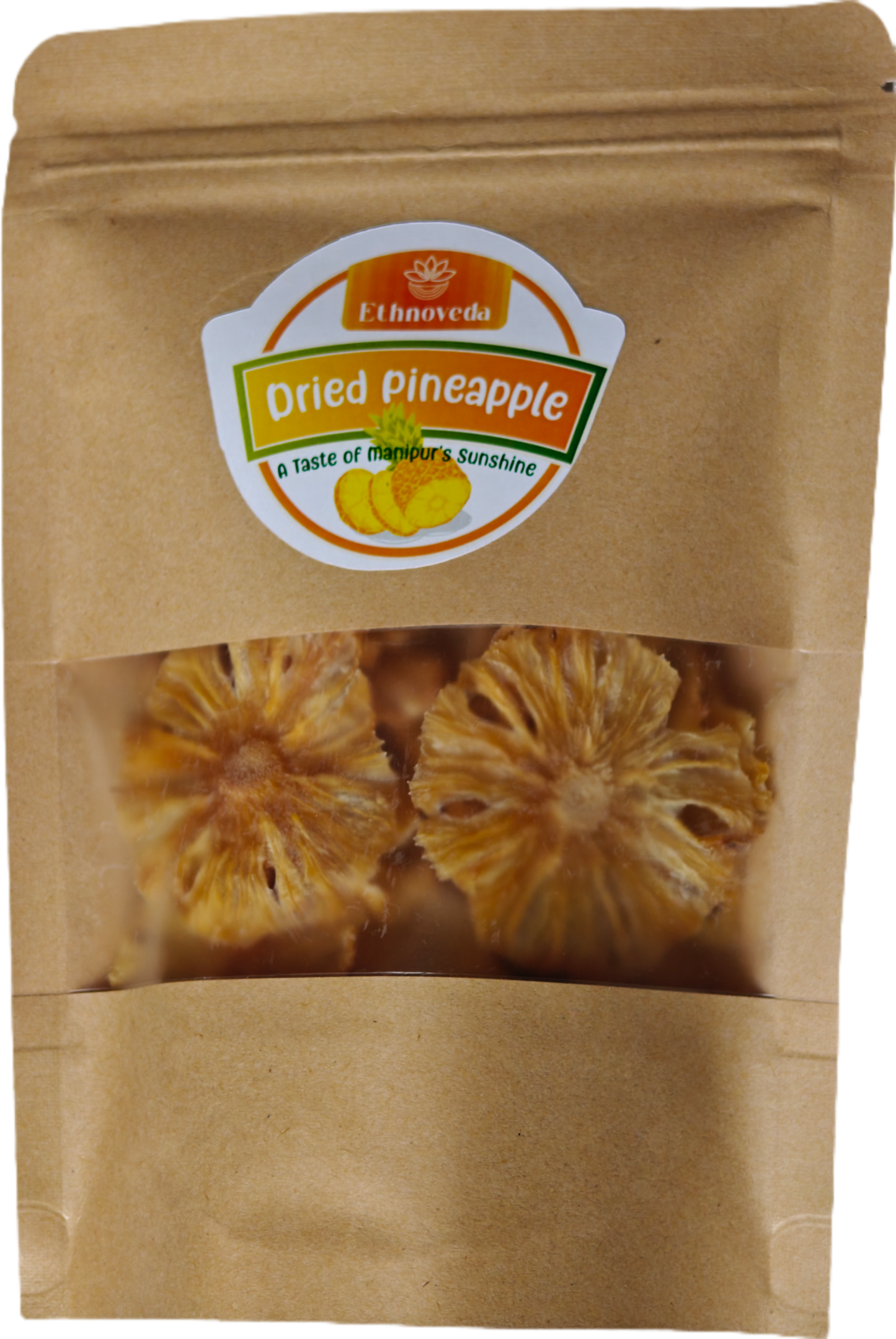 Ethno Veda Solar Dried Pineapple - No Added Sugar, From the Hills of Manipur, Queen Variety | Healthy Natural Snack (80g)