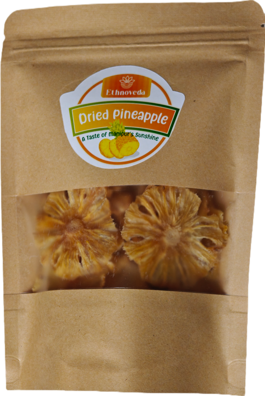 Ethno Veda Solar Dried Pineapple - No Added Sugar, From the Hills of Manipur, Queen Variety | Healthy Natural Snack (80g)
